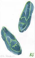 © Kate Schelter LLC 2022 | Belgian shoes navy w green piping by Kate Schelter