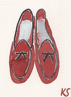 © Kate Schelter LLC 2023 | BELGIAN SHOES RED BLACK PIPING by Kate Schelter