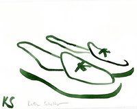 © Kate Schelter LLC 2023 | BELGIAN SHOES WHITE GREEN PIPING by Kate Schelter