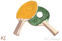 © Kate Schelter LLC 2024 | PING PONG PADDLES BALL GREEN GOLD by Kate Schelter