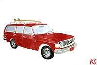 © Kate Schelter LLC 2024 | RED VOLVO 24O WAGON SURF BOARD by Kate Schelter