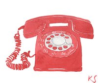 © Kate Schelter LLC 2022 | ROTARY PHONE RED by Kate Schelter