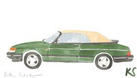 © Kate Schelter LLC 2023 | SAAB 900 TURBO HUNTER GREEN TAN CONVERTIBLE by Kate Schelter